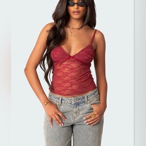 NWT Edikted Eira Sheer Lace Tank Size Small